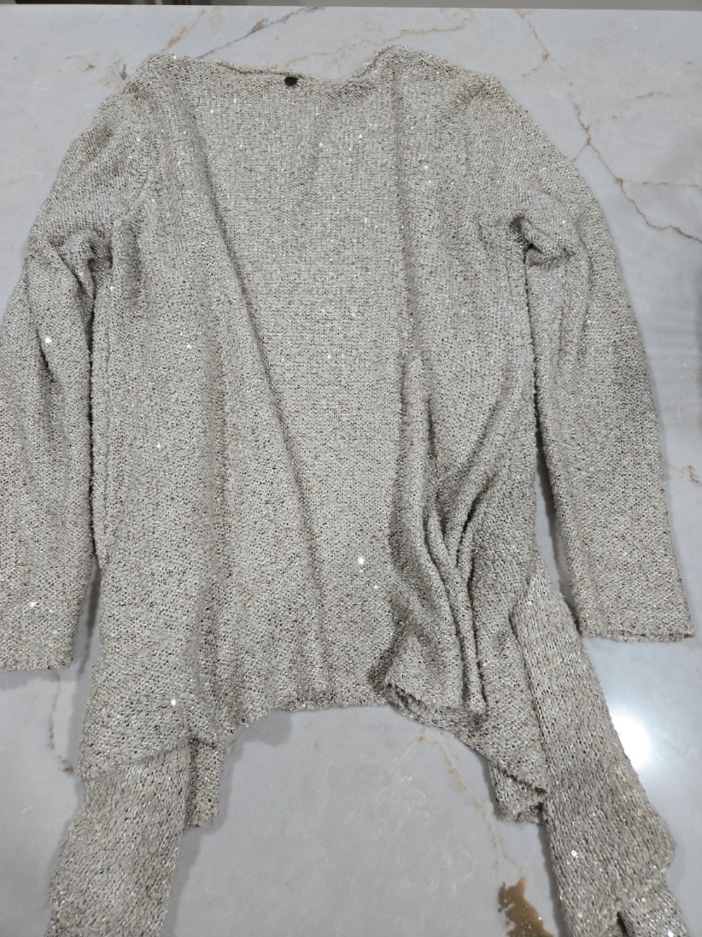 Soft Surroundings Cream Sparkle Open-Front Cardigan